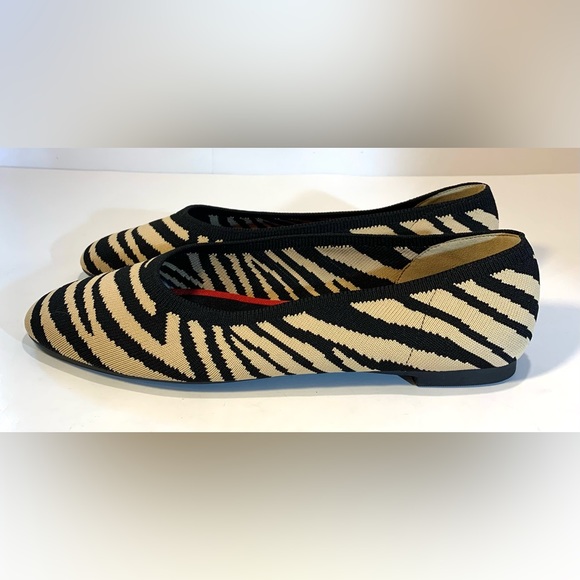 Antonio Melani Briissaa-A Black Tan Zebra Knit Flats Sz 11M - Picture 4 of 10